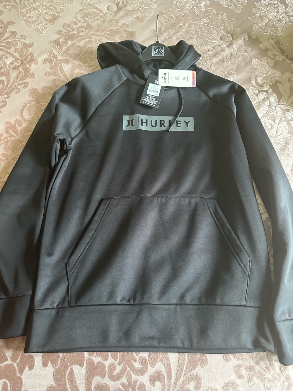 Hurley Black Hoodie with Gray Logo (Small Youth)